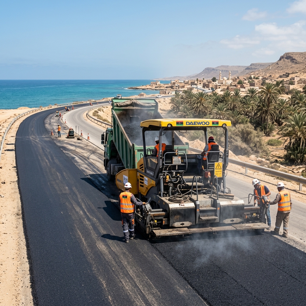 Libyan Coastal Highway Paving Operation